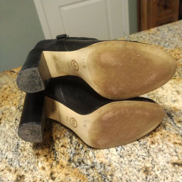 Michael Kors Signature Black Leather Ankle Suede Fulton Harness Boots Sz 10 M - Picture 12 of 13